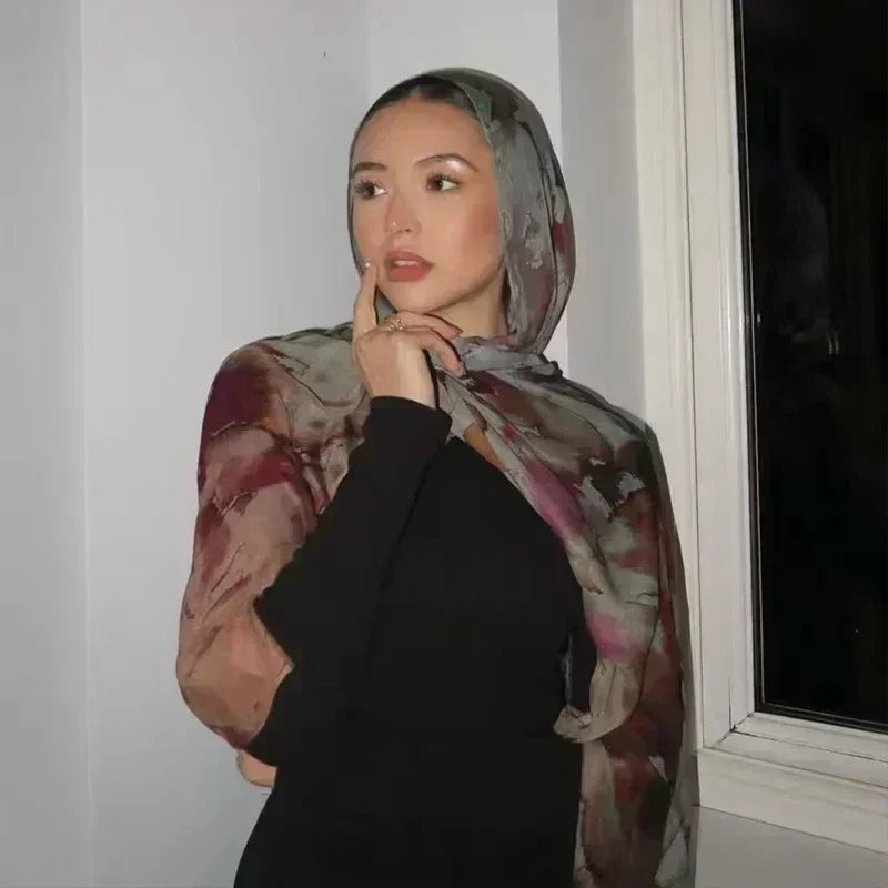 Hot-selling Muslim Premium Modal Ombre Hijab Tudung Cotton Watercolour Modal Shawl Hijab Muslim Women Scarf 180*80cm