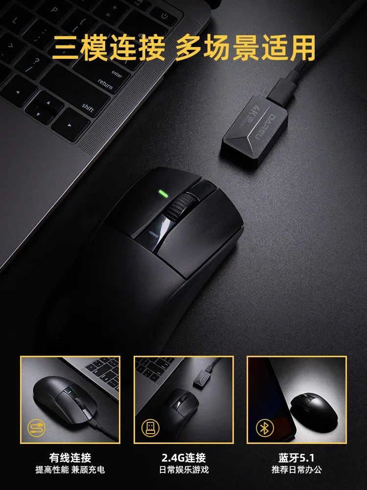 Dareu A950 PRO Mouse 4k PAW3395 Wireless Bluetooth portable Tri-Mode RGB Gaming Mouse For Computer Keyboard Pc Office Mice Gif