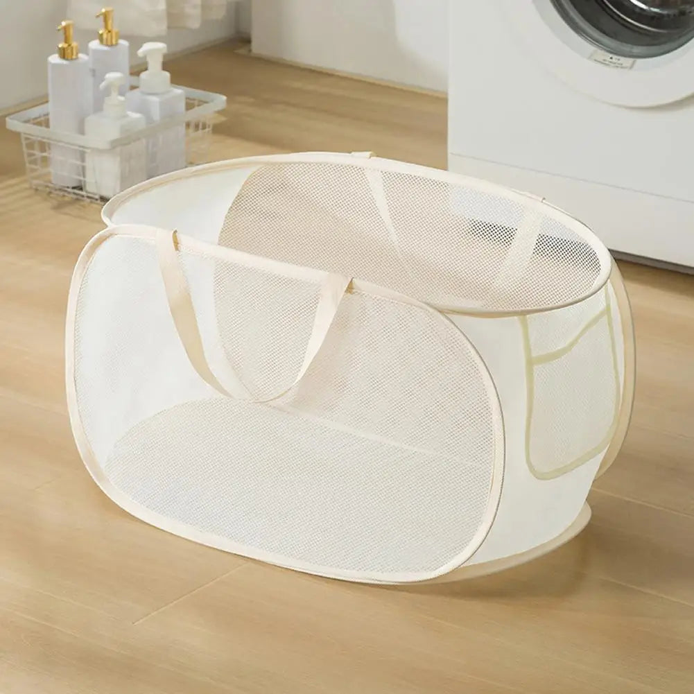 Folding Laundry Basket Organizer for Dirty Clothes Bathroom Clothes Mesh Storage Bag Household Wall Hanging Basket Frame Bucket