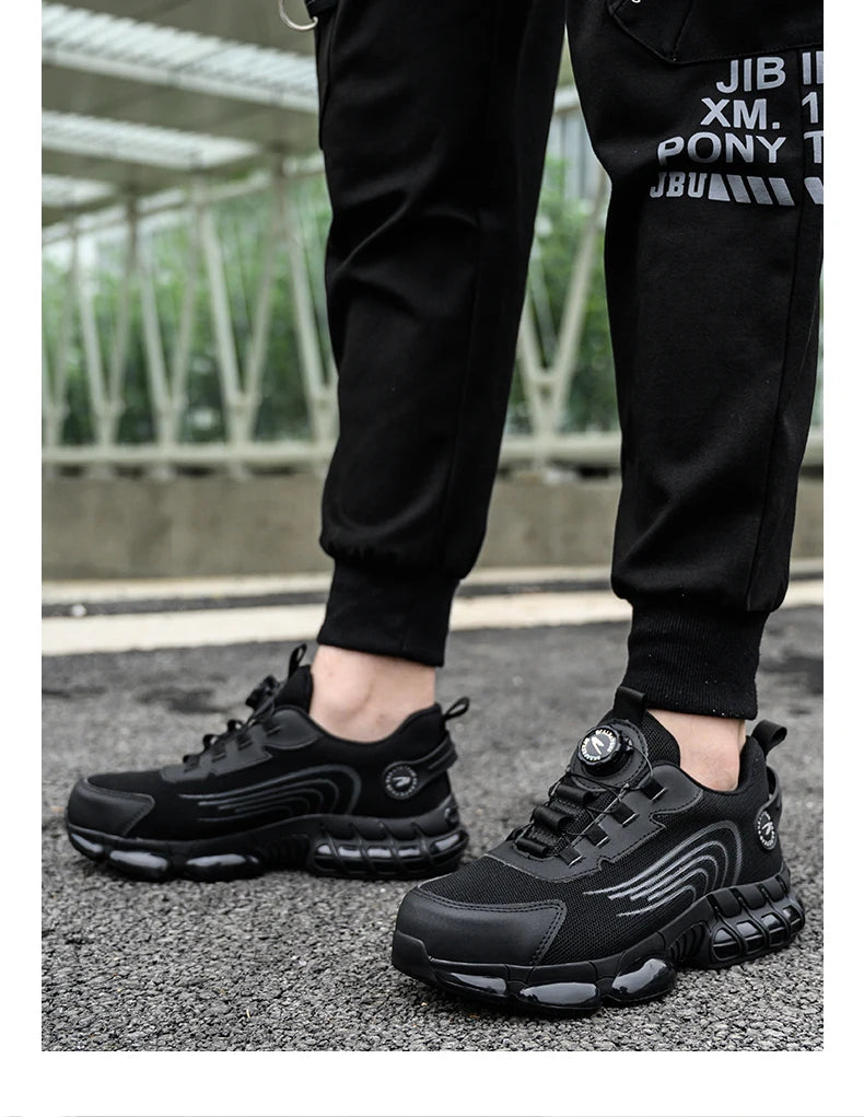 Rotating Button Safety Shoes Men Work Sneakers Indestructible Shoes Puncture-Proof Protective Shoes Work Boots Steel Toe Shoes