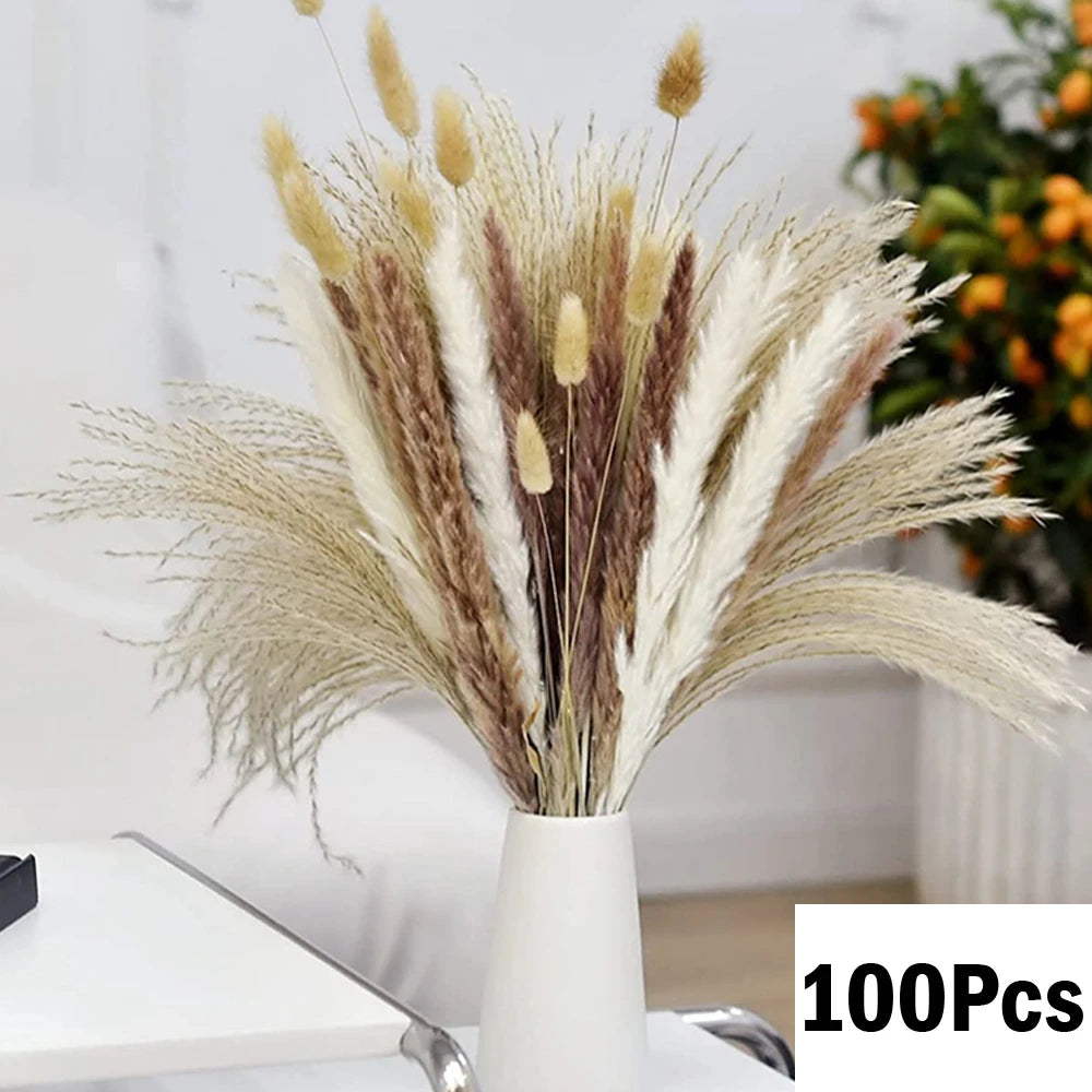 Pampas Grass Decor Boho Home Decor Bouquet Natural Fluffy Dried Flowers for Wedding Floral Arrangements Wall Farmhouse Table Dec