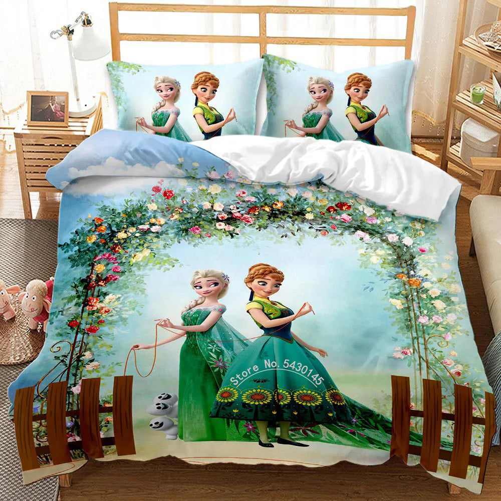 Disney Girls Frozen Elsa Anna Bedding Set Double Queen King Size Duvet Cover Single Twin Children Bedding Sets Gift