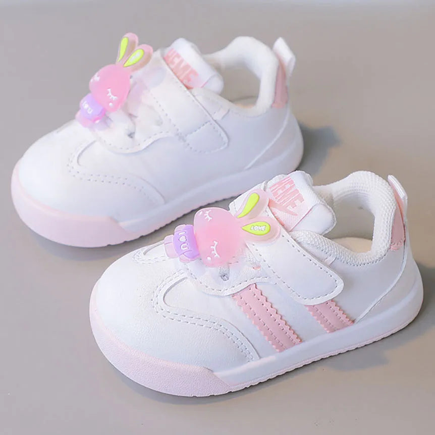 Autumn Children's Sport Shoes PU Leather Toddler Shoes For Baby Cute Rabbit Sneakers For Kids 2024 Trend Fashion Tennis Shoes