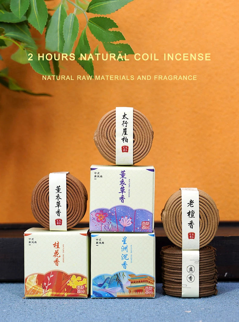 PINNY 2 Hours Natural Coil Incense Floral Scent Spiral Incense Rose Osmanthus Sandalwood Scent Purifying Air Worship Buddha