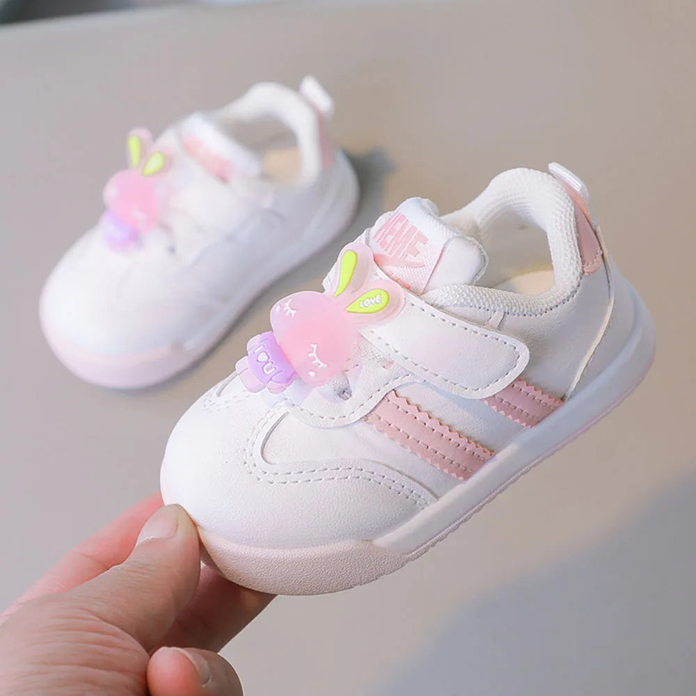 Autumn Children's Sport Shoes PU Leather Toddler Shoes For Baby Cute Rabbit Sneakers For Kids 2024 Trend Fashion Tennis Shoes