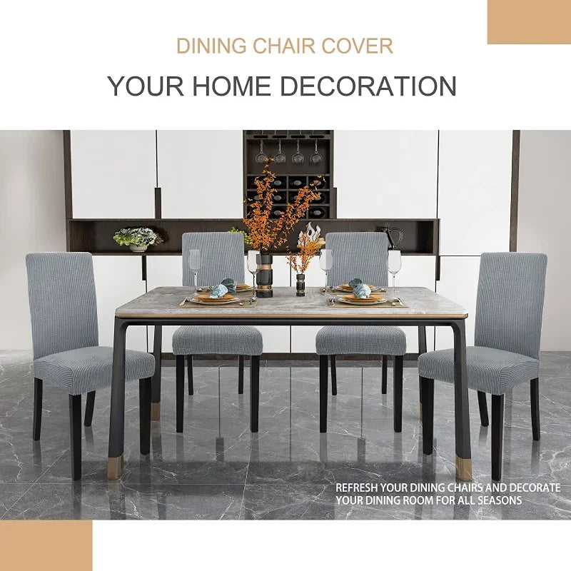 Spandex Dining Room Chairs Cover Jacquard Waterproof Cover For Chairs Washable Parsons Adjustable Seat Covers 2 4 6Set