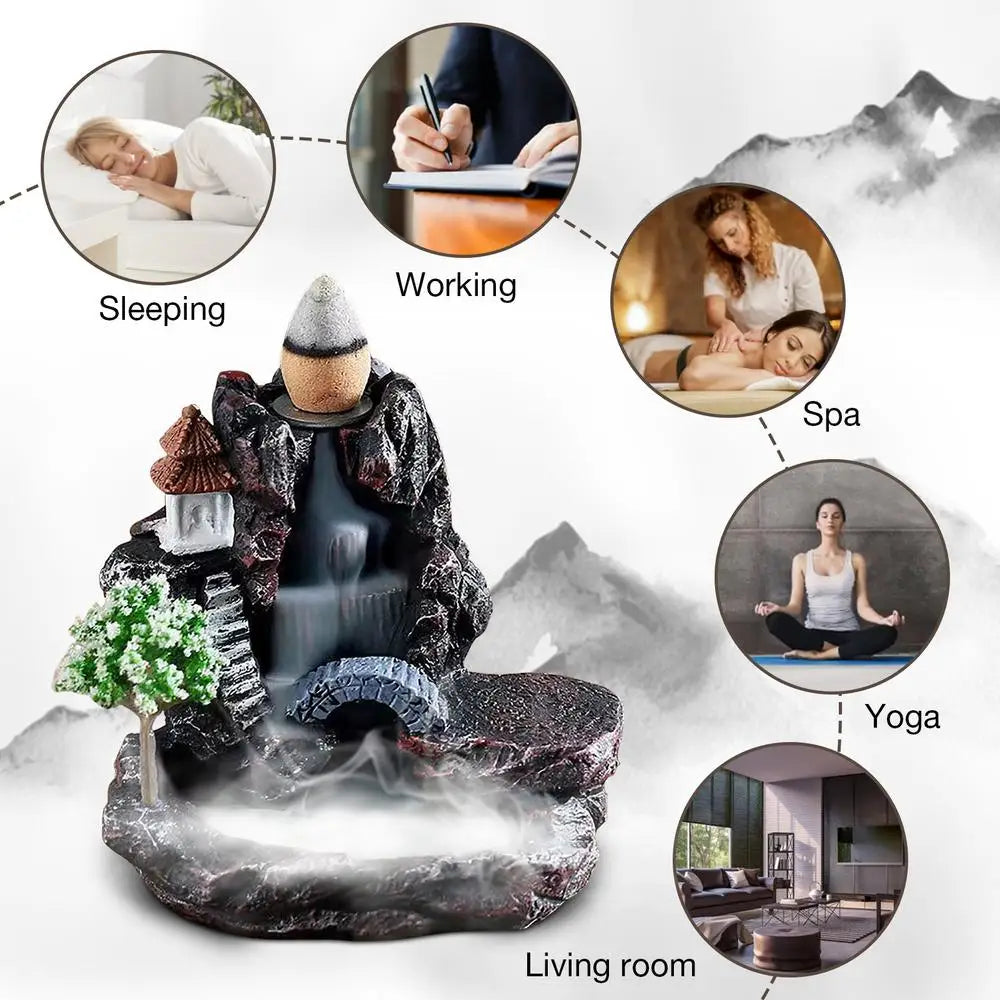 Home Waterfall Backflow Incense Burner Innovative Backflow Incense Burner Aromatherapy Ornament Home Decor For Office Yoga