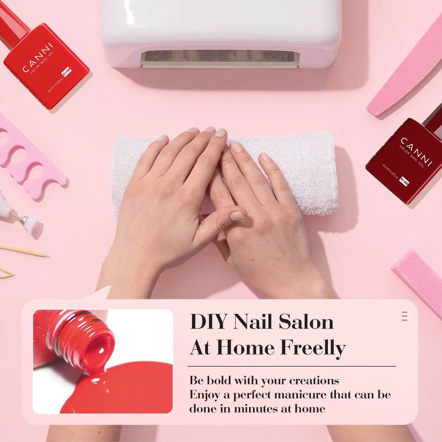 CANNI 6pcs/Lot UV LED Nail Gel Polish HEMA FREE Colorful High gloss Fashionable Unique Deep Red Velvet Reverie Kit 9ml Set-2309