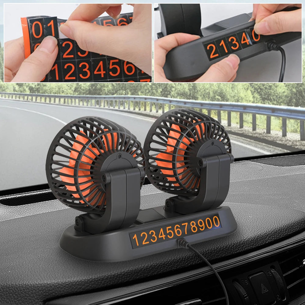 5/12/24V Car Fan Cooling Car Fan Dual Head Usb Car Fan 2 Speeds Adjustable for Auto Cooler Air Fan Car Accessories Fan