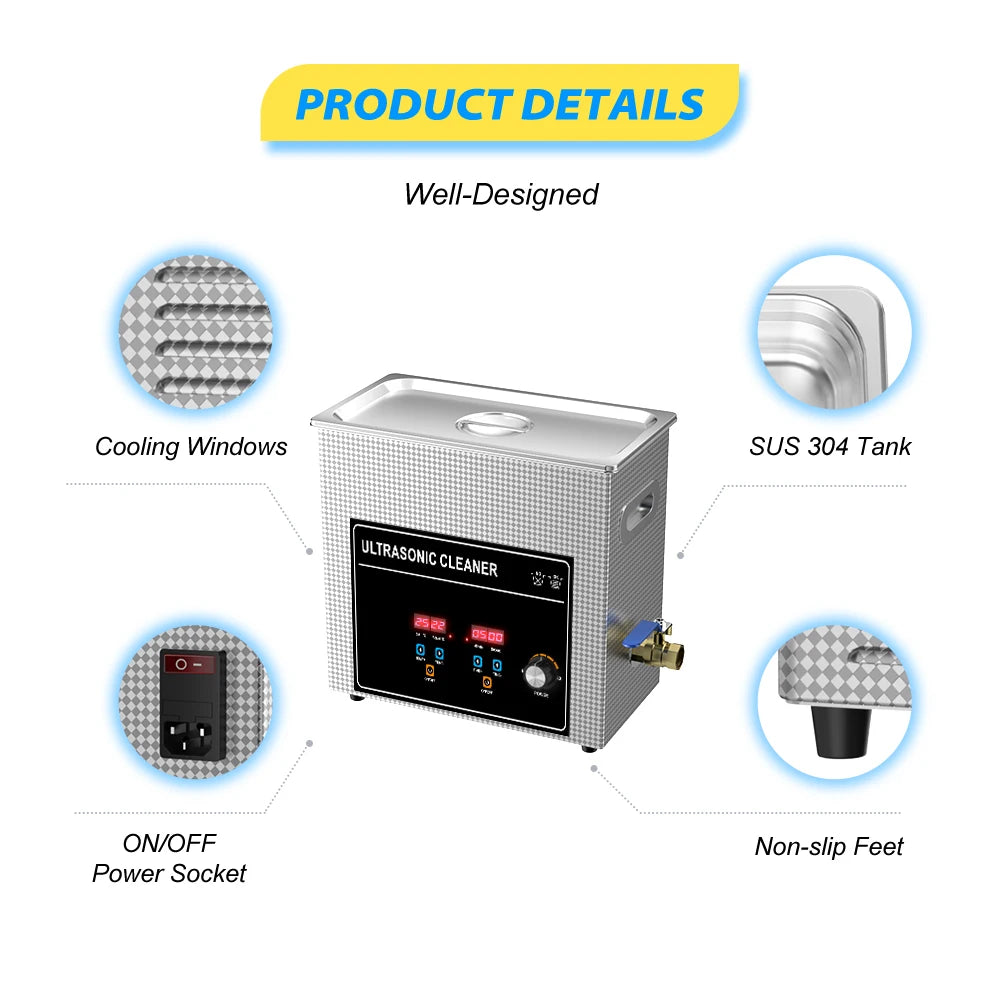 6L Vinyl Record Ultrasonic Cleaner with Bracket(Set) for Cleaning EP 7 LP 12 Inch Records Label Saver Aluminum CNC Made