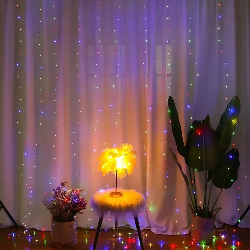 LED Garland Curtain Lights 8 Modes USB Remote Control Fairy Lights String Wedding Christmas Decor for Home Bedroom New Year Lamp