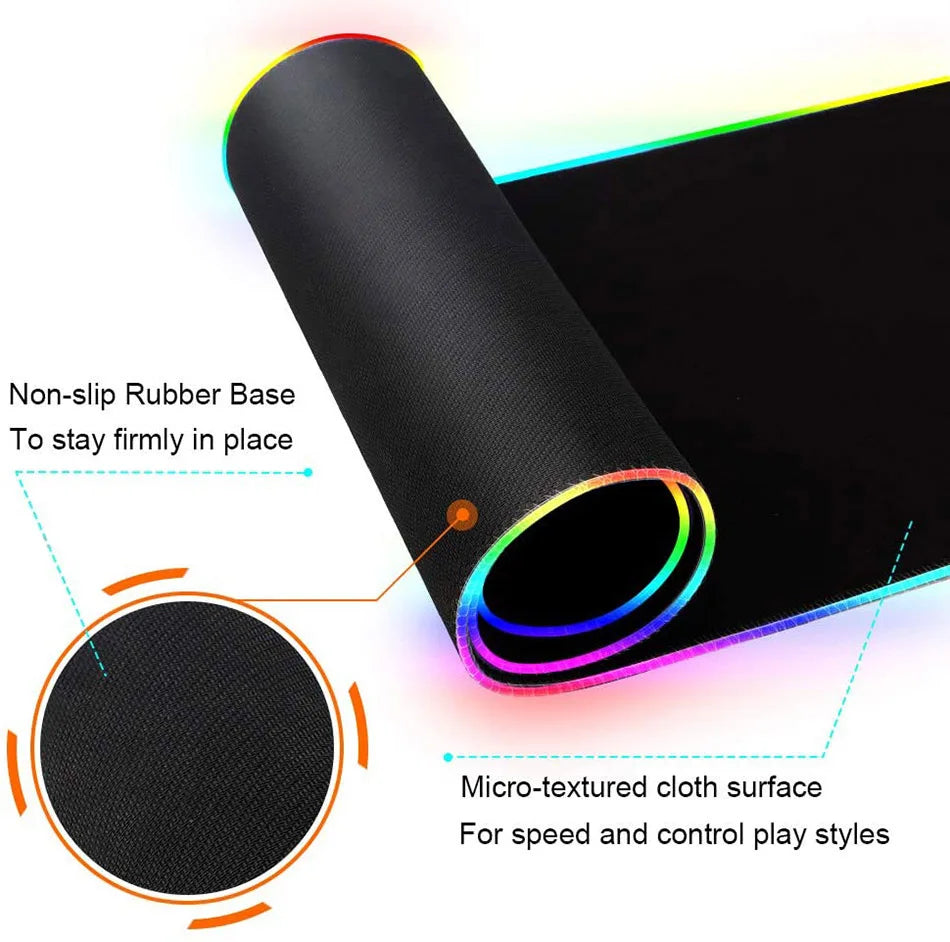 Jujutsu Kaisen RGB Led Backlight Mouse Pad Anime MousePad Mouse Mat Large Gojo Satoru Gaming Accessories Yuji Keyboard Desk Mats