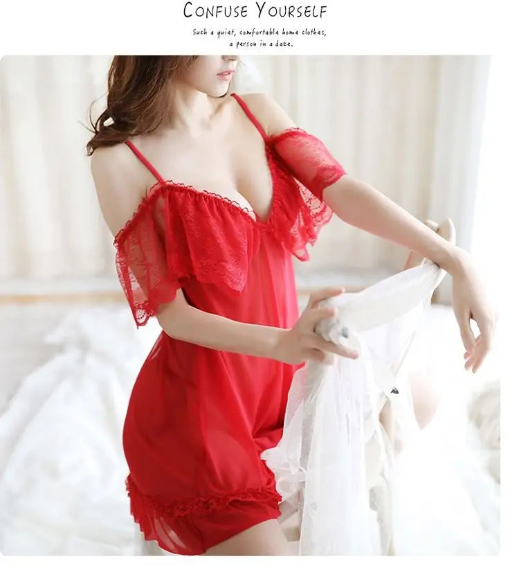 Sexy Women Nightwear Slip Dress Lace Women's Nightie Woman Night Very Sexuality Pyjama Special Zone Open Fancy Nightgown Slips