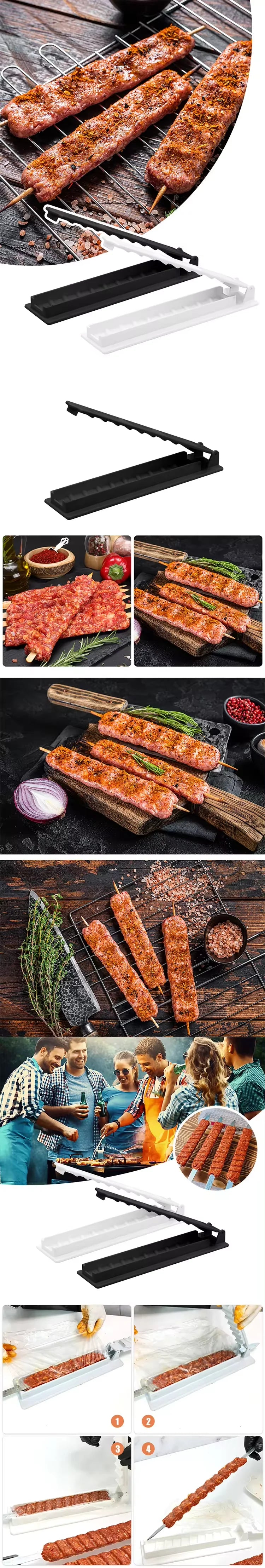Kebab Maker BBQ Meat Skewer Barbecue Skewer Mold Reusable Turkish Kabob For Outdoor Barbecue Preparation Kitchen Grill