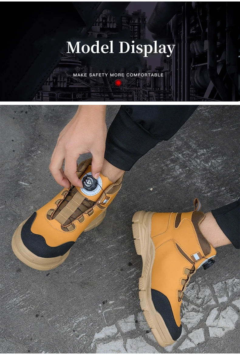 Rotating Button Safety Boots Men Women Steel Toe Shoes Winter Work Safety Shoes Indestructible Protective Security Work Boots