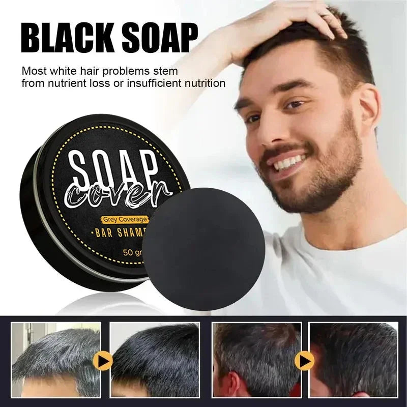 50g Black Hair Darkening Soap Shampoo Bar Fast Effective Repair Gray White Color Dye Hair Body Natural Product 2024 New