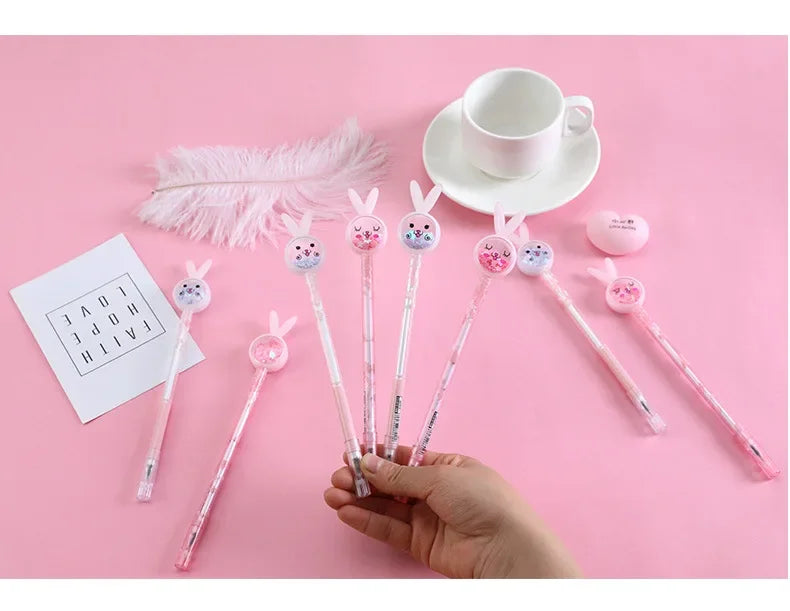 Cartoon Creative Bunny Ears Sequin Gel Pen Signature Pen Lovely Student Examination Writing Pen