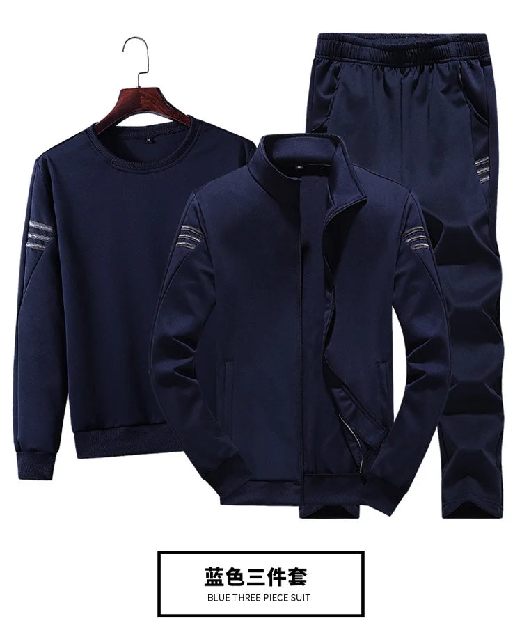 (M-5XL)Spring And Autumn New Korean Sweater Suit Men's Casual Sports Trend Three Piece Suit