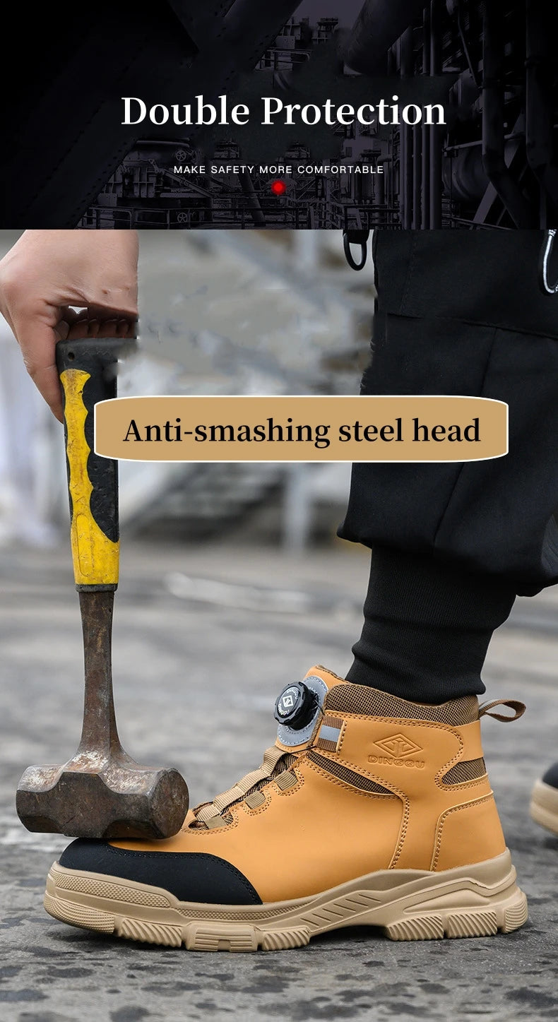 Rotating Button Safety Boots Men Women Steel Toe Shoes Winter Work Safety Shoes Indestructible Protective Security Work Boots