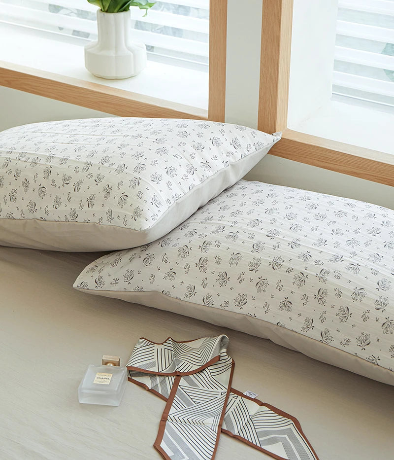 3pcs light gray Duvet Cover Set (1*Duvet Cover + 2*Pillowcase, Without Core), Fresh Flower Print Bedding Set, Soft Comfortable