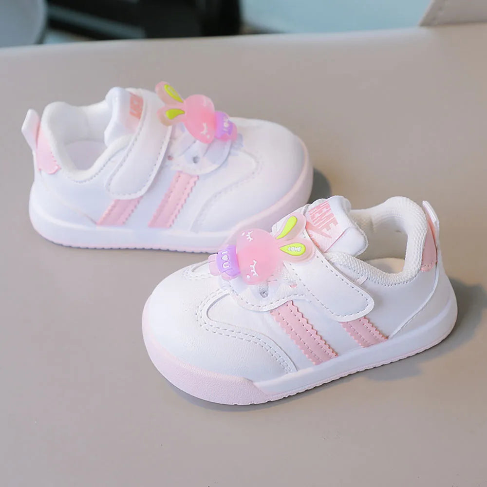 Autumn Children's Sport Shoes PU Leather Toddler Shoes For Baby Cute Rabbit Sneakers For Kids 2024 Trend Fashion Tennis Shoes