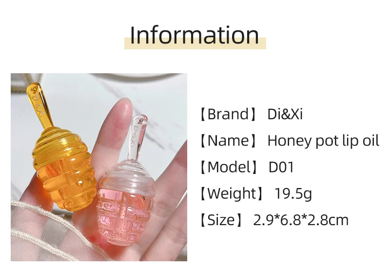 Lovely Honey Pot Lip Oil Fresh Fruit Lip Balm Long Lasting Moisturizing Clear Lip Oil Liquid Lipstick Lip Gloss Makeup Cosmetics