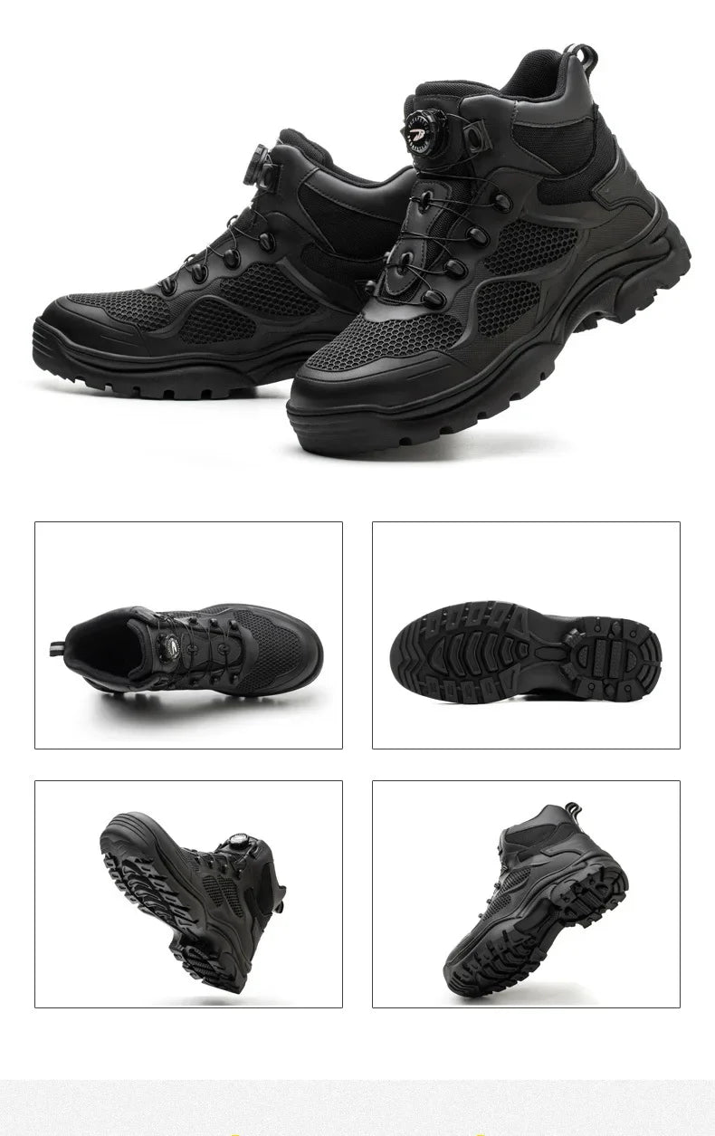 Rotary Buckle New Safety Boots Men Work Shoes Are Indestructible Steel Toe Protection Anti Impact Anti Puncture Safety Shoes Men