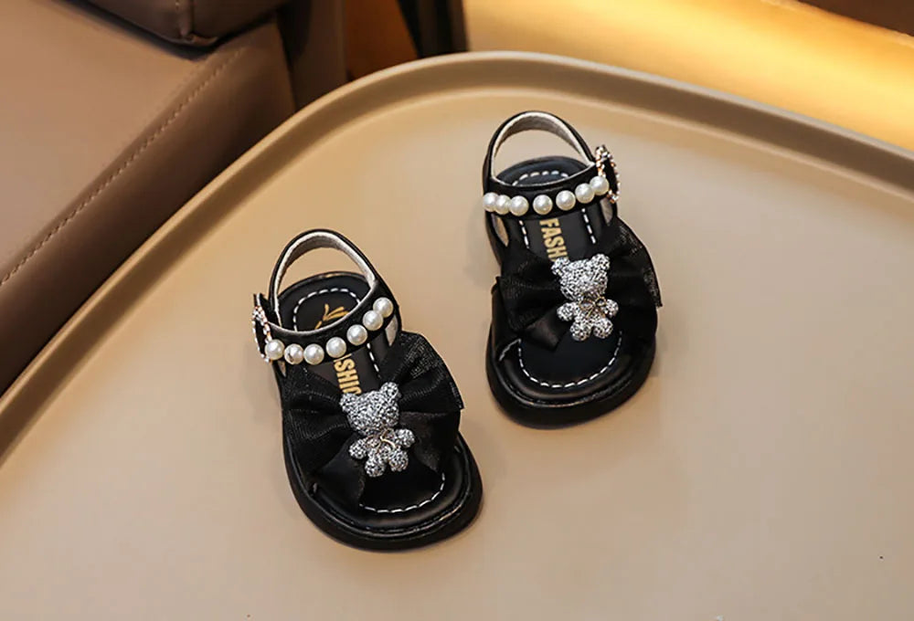 Summer Princess Sandals For Baby Girls Cute Bear Bow Fashion Toddler Shoes Soft-soled Breathable Casual Shoes For Infant Baby