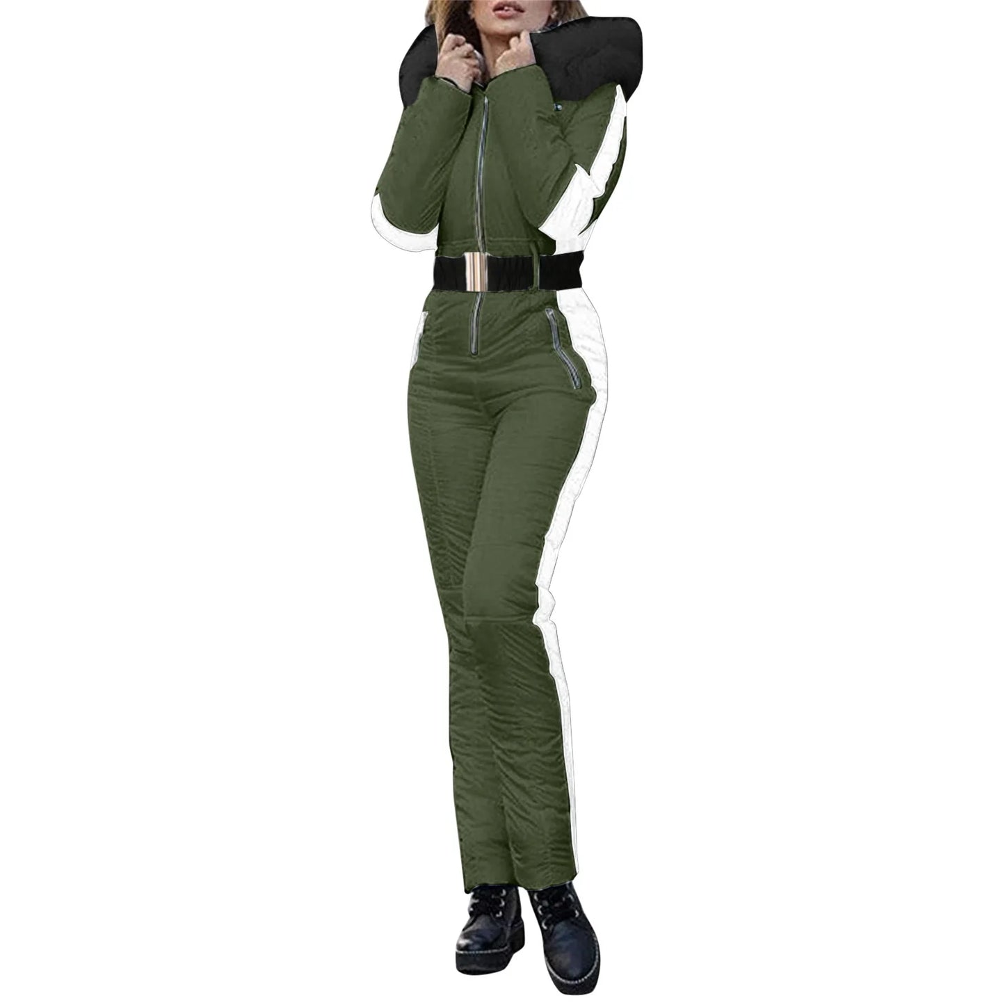 Outdoor Ski Jumpsuit Thick Winter Warm Jumpsuit Woman'S Snowboard Skisuit Outdoor Sports Skiing Pant Set Zipper Ski Suit Clothes