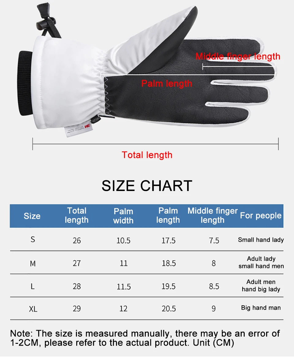 LOOGDEEL Ski Gloves Warm Winter Snowmobile Snow Snowboard Thermal Gloves Waterproof Touchscreen Function Windproof Plush Mittens