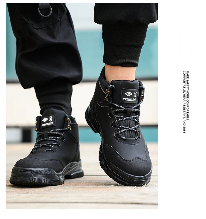 Rotating Button Safety Boots Men Women Steel Toe Shoes Winter Work Safety Shoes Indestructible Protective Security Work Boots