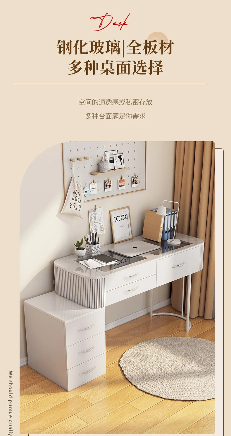 Cream wind small apartment dresser storage cabinet integrated white Nordic simple dressing table Internet celebrity glass makeup