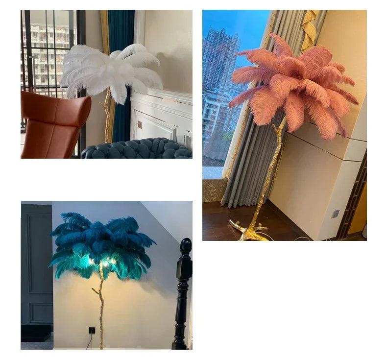 Nordic Feather Floor Lamp Light Luxury Internet Celebrity Ostrich Ins Live Broadcast Room Decoration Atmosphere Table