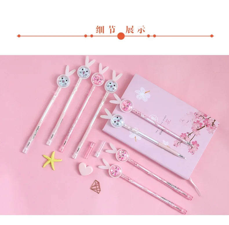 Cartoon Creative Bunny Ears Sequin Gel Pen Signature Pen Lovely Student Examination Writing Pen