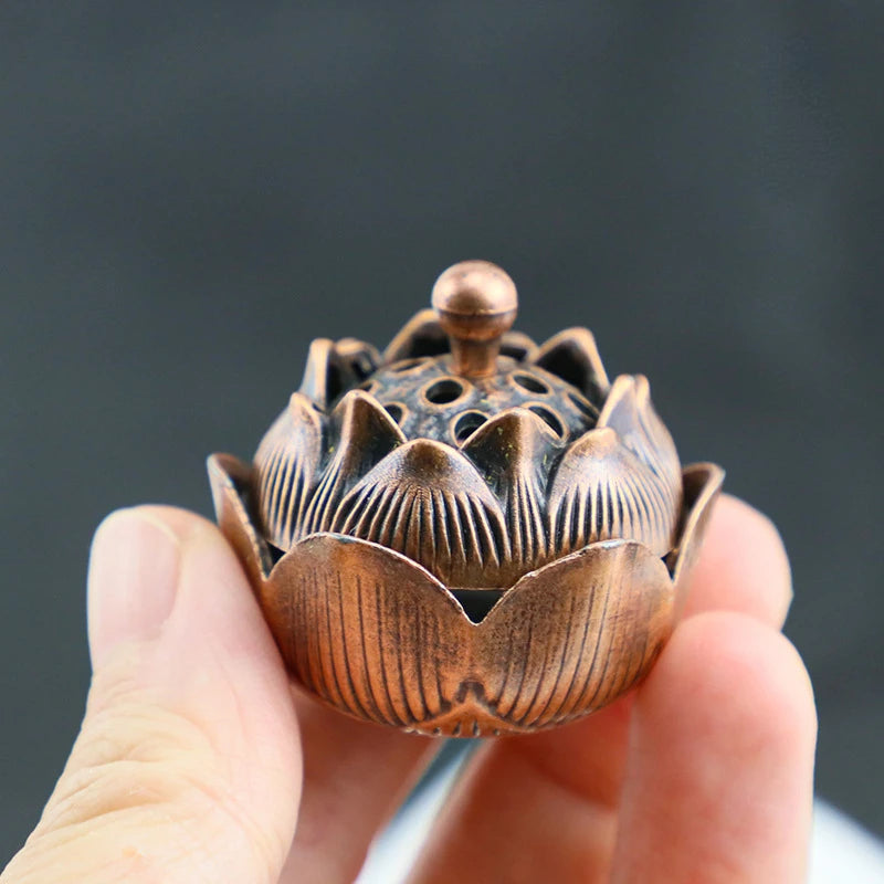 Lotus Incense Burner Buddhism Faucet Incense Stick Holder Mini Sandalwood Censer Craft Home Offering Tea Table Decor Ornament