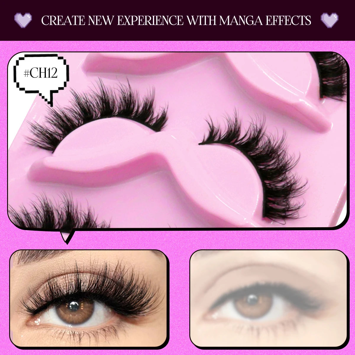 GROINNEYA Natural Fluffy Lashes 3D Faux Mink Lashes Natural False Eyelashes Soft Wispy Full Strip Lashes Extension Makeup