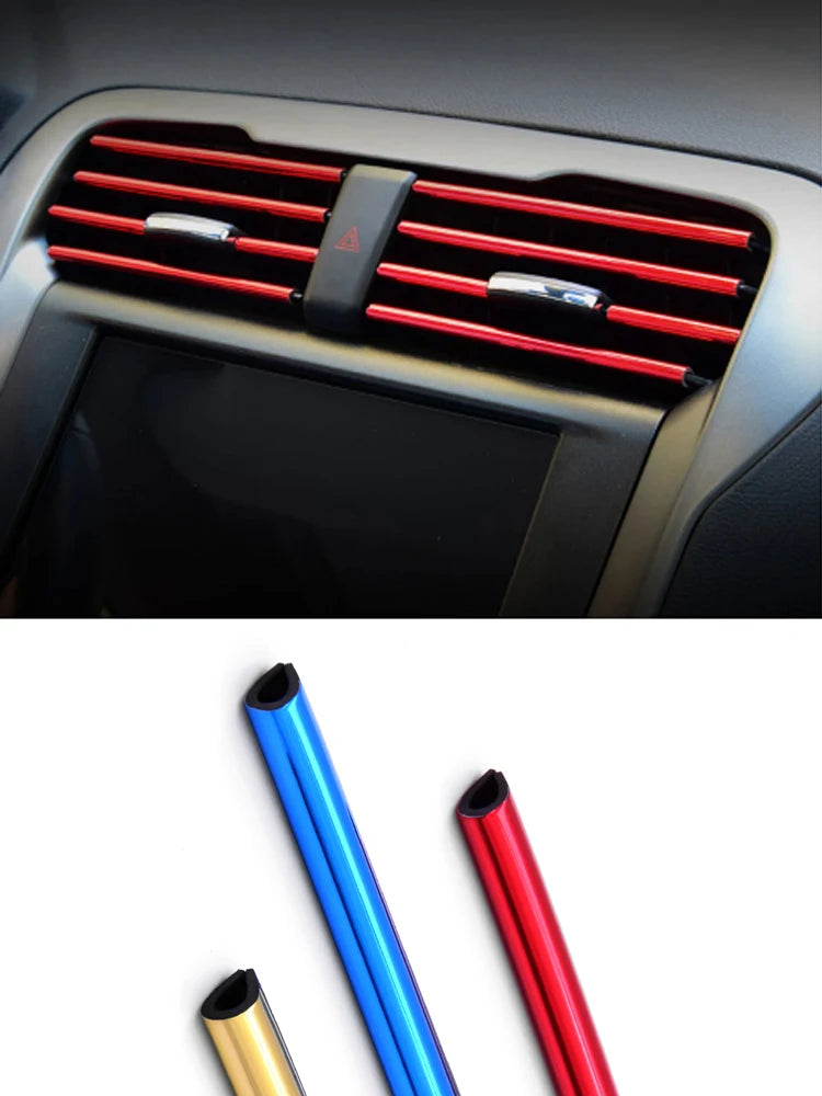 10PCS 20cm Universal Car Air Conditioner Outlet Decorative U Shape Moulding Trim Strips Decoration Accessories Car Styling