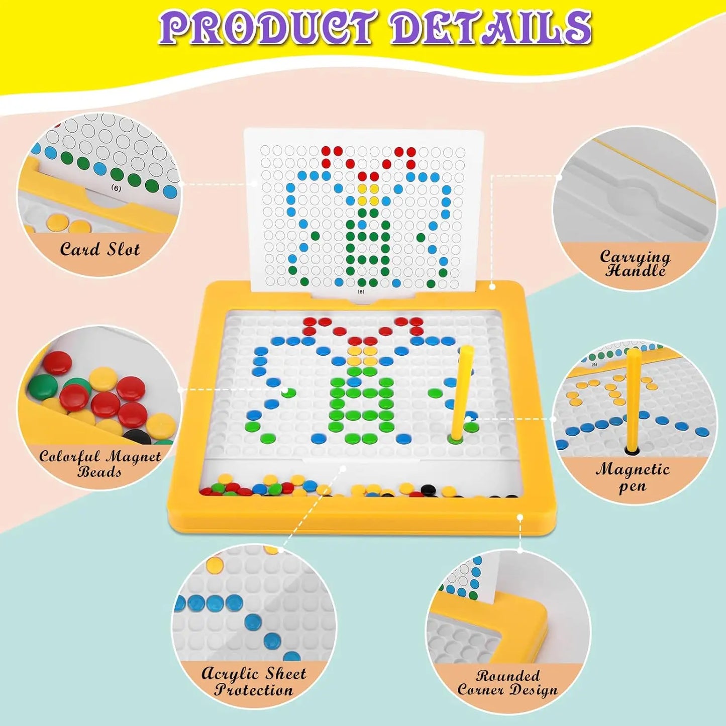 Magnetic Drawing Board for Toddlers Magnet Beads and Pen Drawing Board Montessori Educational Sensory Travel Toys