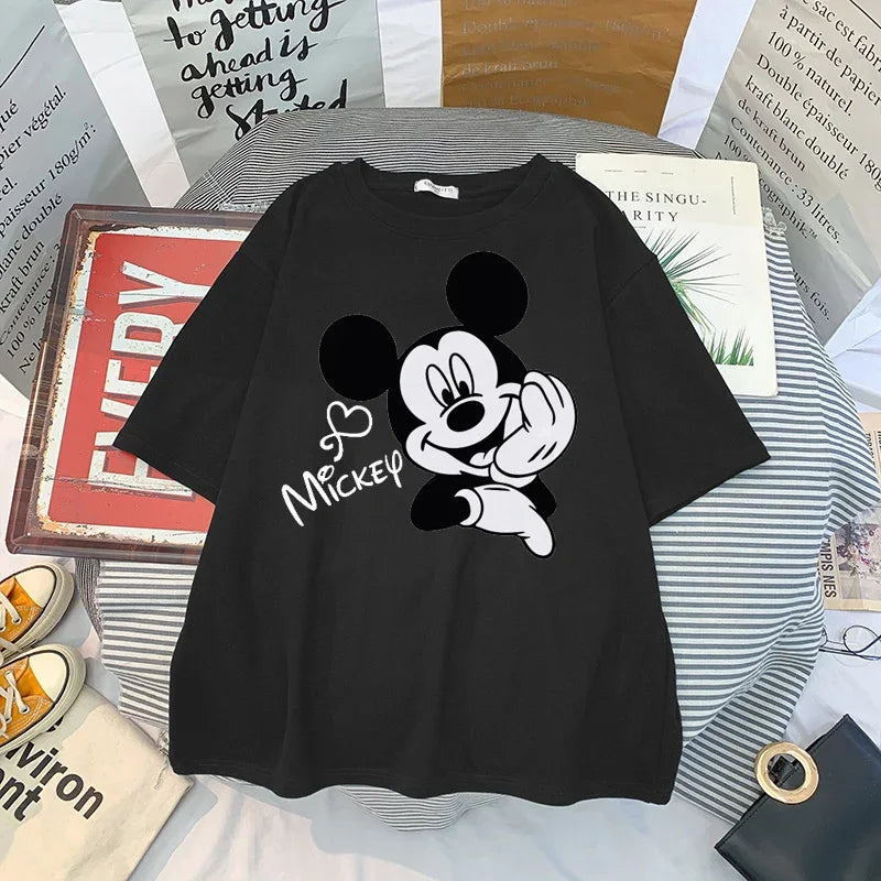Anime Women Kawaii Mickey Mouse T Shirt Men Cute Minnie Mouse T-shirt Unisex Couple Tshirt Graphic Top Tees Male Female