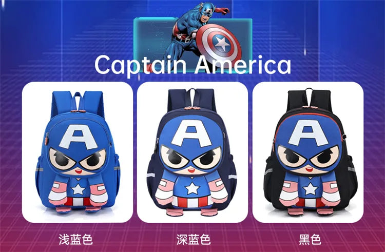 Children's school bag new, cute cartoon Spider-Man 3-6 years old boys backpack Captain America Iron Man backpack