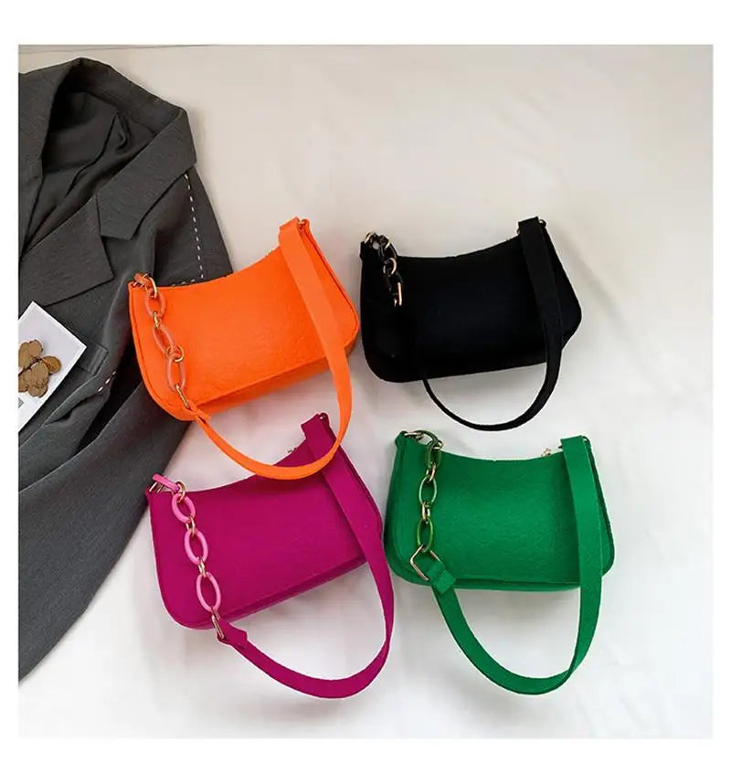Fashion Felt Shoulder Bags For Women Women'S Subaxillary Bag Design Advanced Texture Armpit Handbags Purses Crescent Saddle Bag