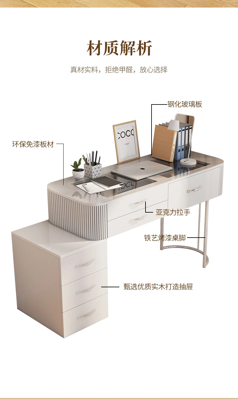 Cream wind small apartment dresser storage cabinet integrated white Nordic simple dressing table Internet celebrity glass makeup