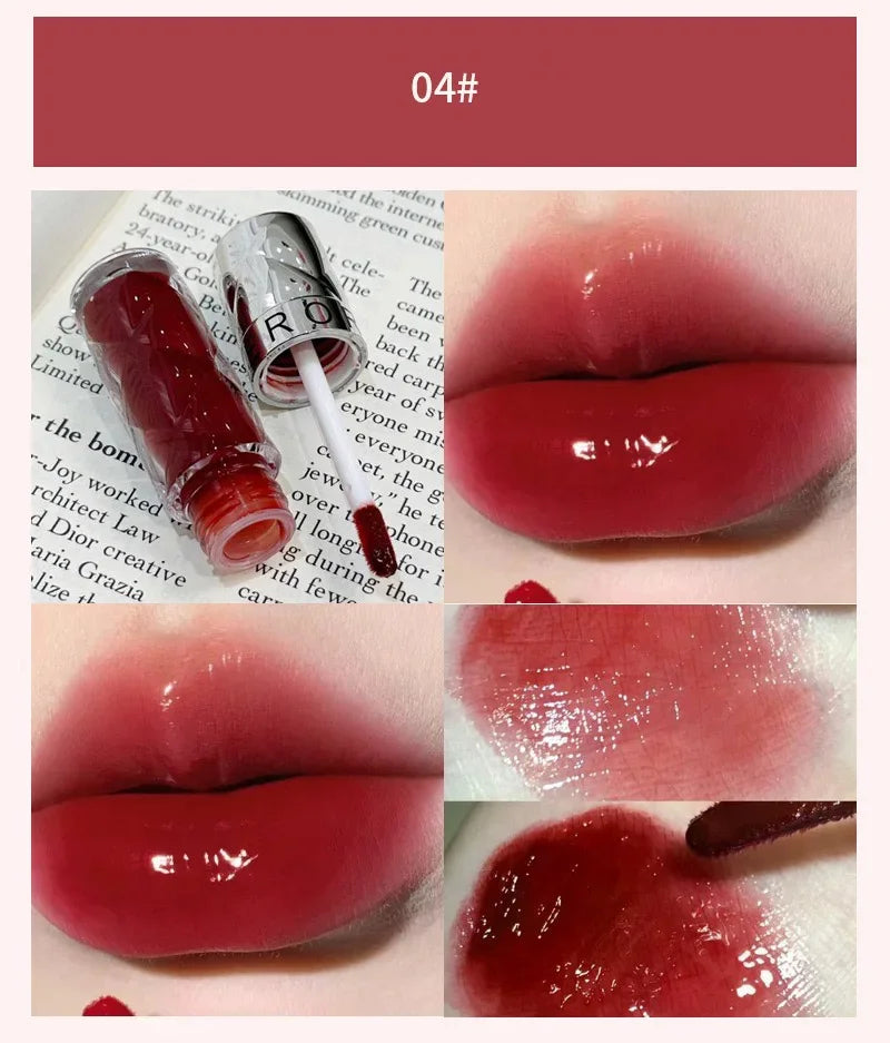 Heallor HERORANGE Nude Mirror Lip Gloss Clear Moisturizing Hydrating Water Light Glass Jelly Plump Lip Glaze Oil Lipstick Tint C