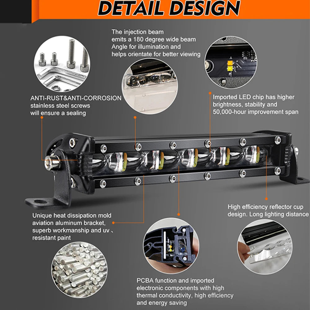 LED Light Bar 6D 8inch 14inch 20inch Off Road Led Bar for Lada Truck 4x4 SUV ATV Niva White Yellow Auto Driving LED Fog Lights