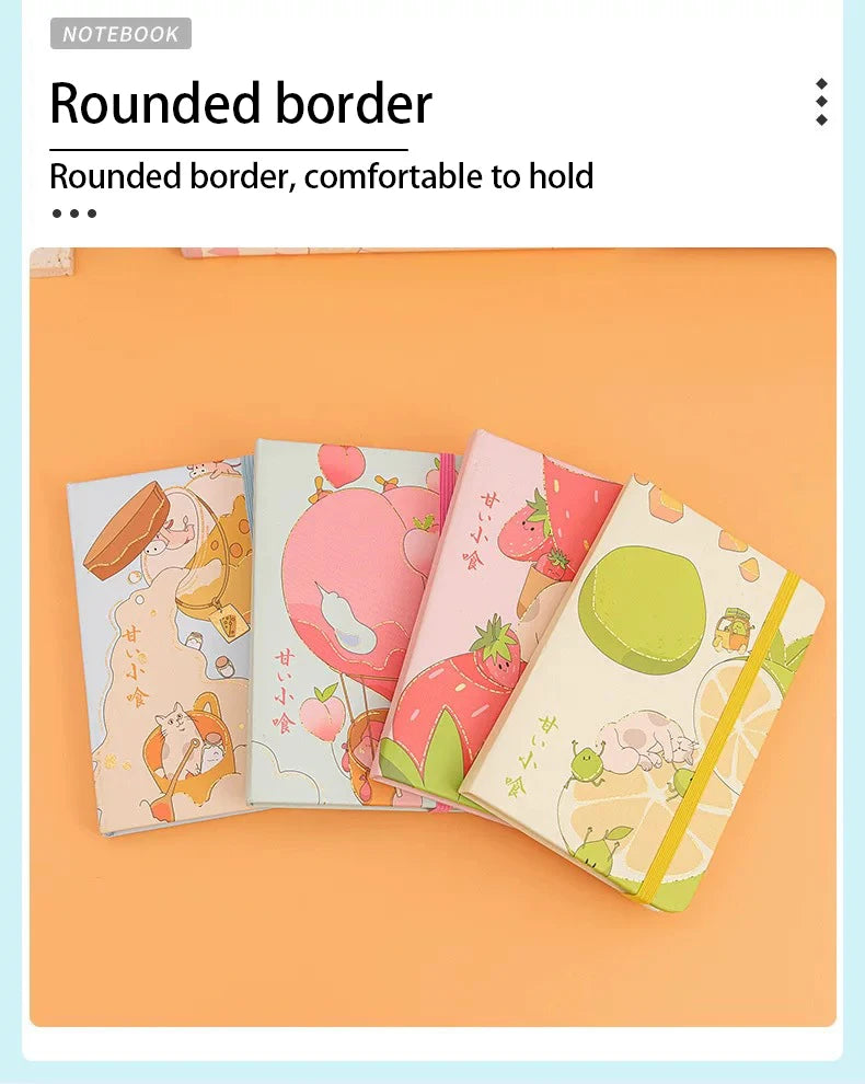 Cartoon a7 binding hardcover student Pocket This cute little notebook with hot gold and color border portable notepad
