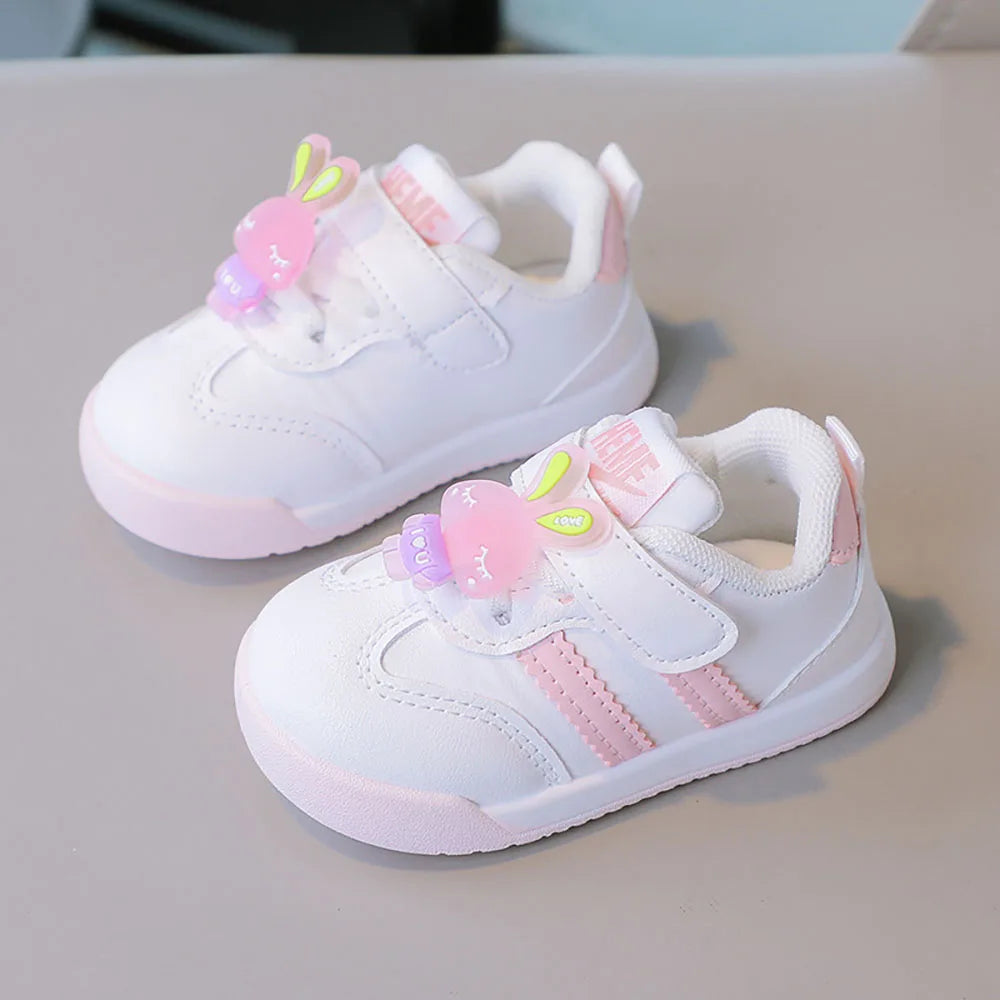 Autumn Children's Sport Shoes PU Leather Toddler Shoes For Baby Cute Rabbit Sneakers For Kids 2024 Trend Fashion Tennis Shoes