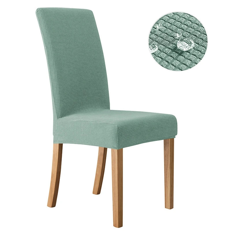 Spandex Dining Room Chairs Cover Jacquard Waterproof Cover For Chairs Washable Parsons Adjustable Seat Covers 2 4 6Set