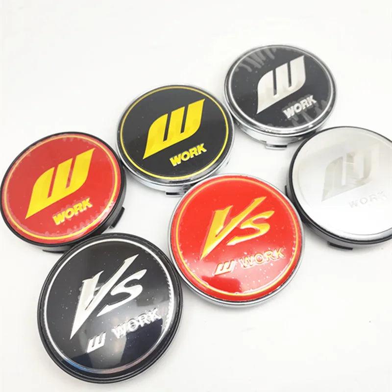 4pcs 60mm 56mm VS W Work Center Caps Car Wheel Hub Cover Emblem Badge Auto Styling