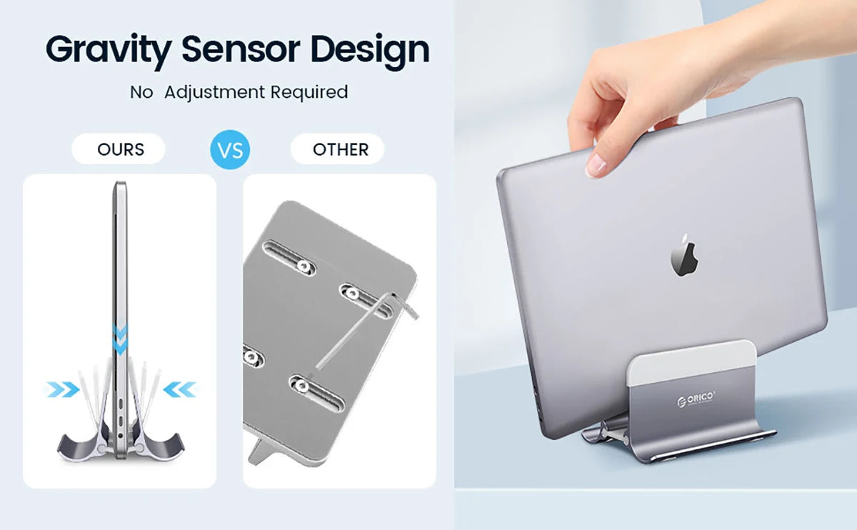 ORICO Aluminum Vertical Laptop Stand Gravity Locking Holder Desktop Notebook Stand Tablet Stand for Storage MacBook Dell Samsung