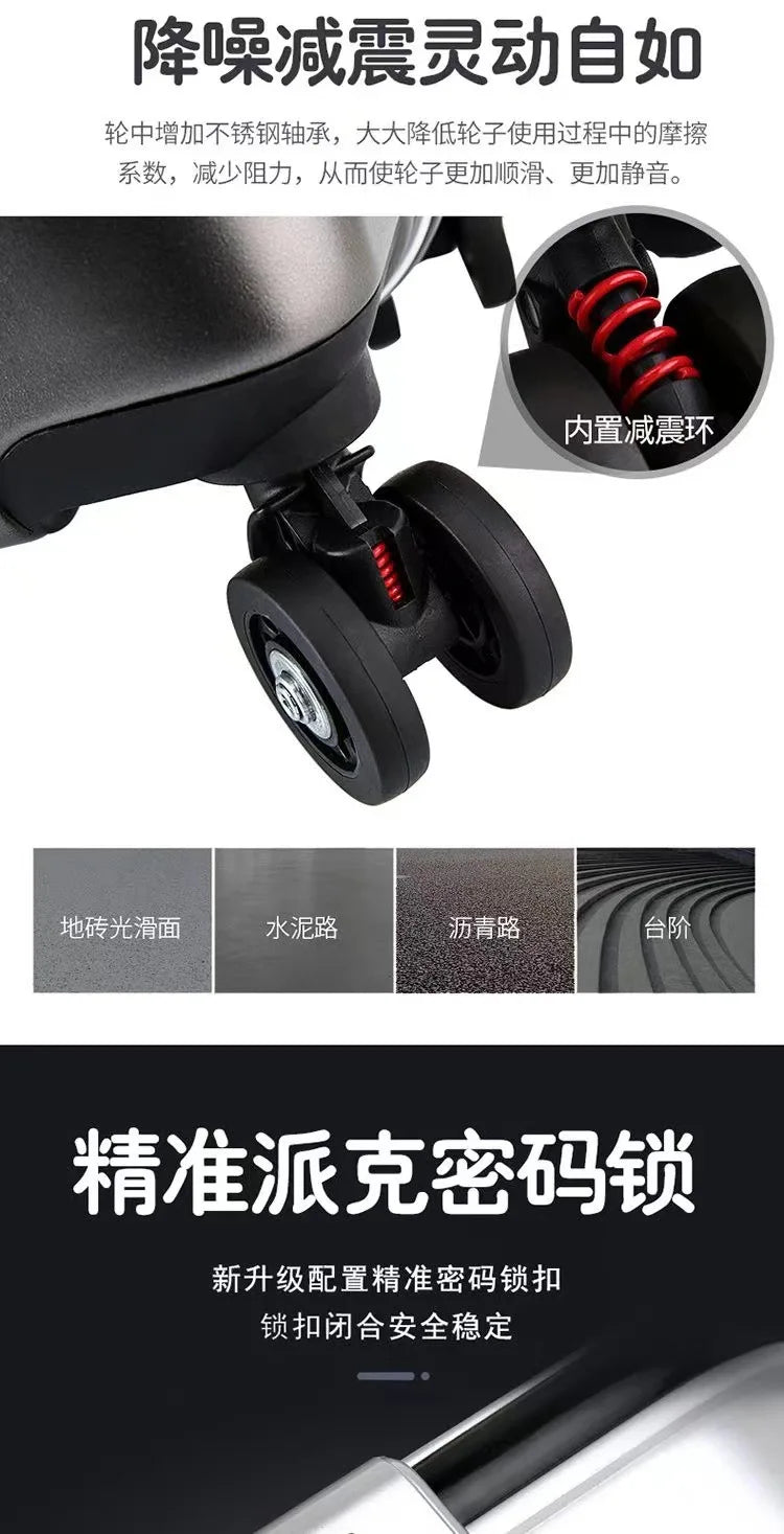 Aluminium Frame Suitcase on Wheels Business Zipper Carry-on Cabin Suitcase USB Port 28-inch Luggage Carrier Trolley Case